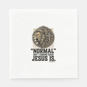 Jesus kommt zurück Löwe Kreuz Christliches T-Shirt Serviette
