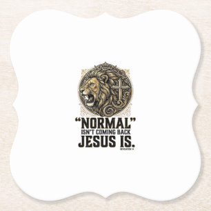Jesus kommt zurück Löwe Kreuz Christliches T-Shirt Untersetzer