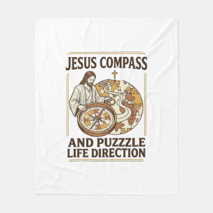 Jesus Kompass Und Puzzle Lebensrichtung Jesus Komp Fleecedecke