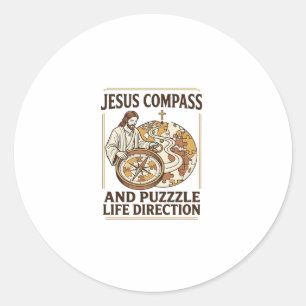 Jesus Kompass Und Puzzle Lebensrichtung Jesus Komp Runder Aufkleber