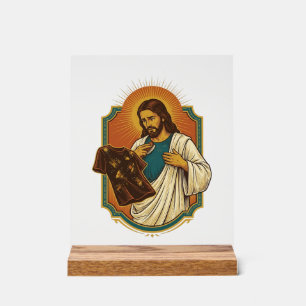 Jesus Kreide bedeckte schwarze Gym-Kleidung Chaos  Acrylschild
