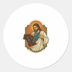 Jesus Kreide bedeckte schwarze Gym-Kleidung Chaos  Runder Aufkleber