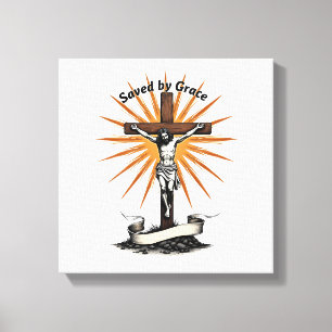 Jesus Kreuz Glaube Vintage Gravur Christliches T-S Leinwanddruck