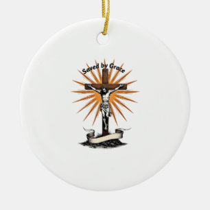 Jesus Kreuz Glauben Vintage Gravur Christliches T- Keramik Ornament