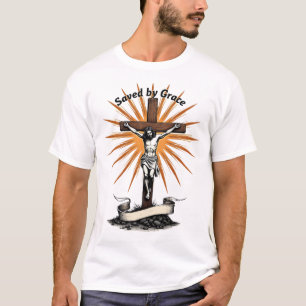 Jesus Kreuz Glauben Vintage Gravur Christliches T- T-Shirt