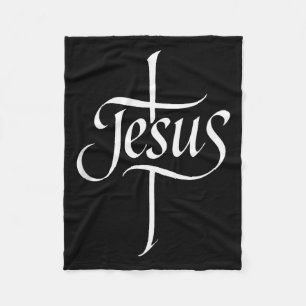 Jesus Kreuz Kalligrafie Anbetung Glaube Design Tan Fleecedecke
