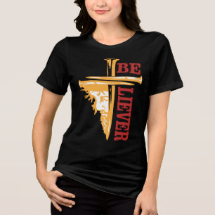 Jesus Kreuz Nageldesign – Mächtiger Christlicher G Tri-Blend Shirt