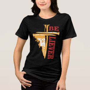 Jesus Kreuz Nageldesign – Mächtiges Christentum Tri-Blend Shirt