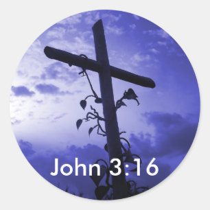 Jesus-Kreuz von Kalvarienberg-John-3:16 Aufkleber