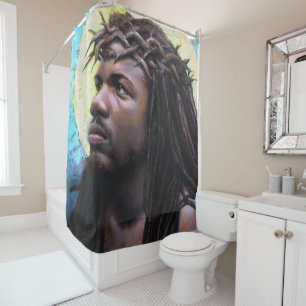 Jesus kreuzen weißer Duschvorhang