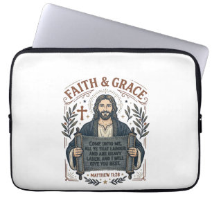 Jesus Kreuzstich Vintage-Shirt Christliches Grafik Laptopschutzhülle
