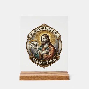 Jesus Kreuzt Arme Internet-Troll-Gesicht Emoji Hum Acrylschild