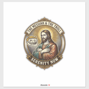 Jesus Kreuzt Arme Internet-Troll-Gesicht Emoji Hum Aufkleber