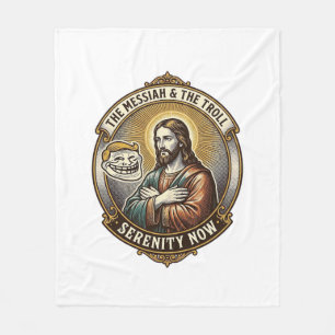 Jesus Kreuzt Arme Internet-Troll-Gesicht Emoji Hum Fleecedecke