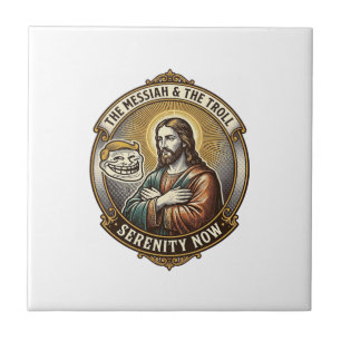 Jesus Kreuzt Arme Internet-Troll-Gesicht Emoji Hum Fliese