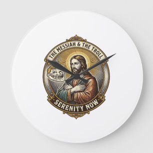 Jesus Kreuzt Arme Internet-Troll-Gesicht Emoji Hum Große Wanduhr