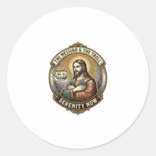 Jesus Kreuzt Arme Internet-Troll-Gesicht Emoji Hum Runder Aufkleber