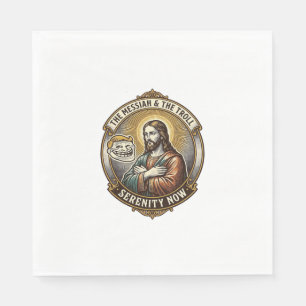 Jesus Kreuzt Arme Internet-Troll-Gesicht Emoji Hum Serviette