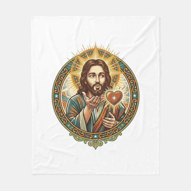 Jesus Küsschen Rot Herz Like Button Humor_1 Fleecedecke (Vorderseite)