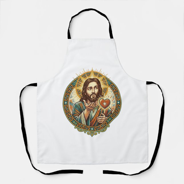 Jesus Küsschen Rot Herz Like Button Humor_1 Schürze (Vorderseite)