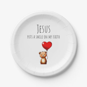 Jesus lächelt auf meinem Glaubensplatz ein Lächeln Pappteller