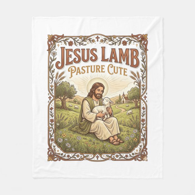 Jesus Lamm Weide Niedlich Jesus Lamm Weide Niedlic Fleecedecke (Vorderseite)