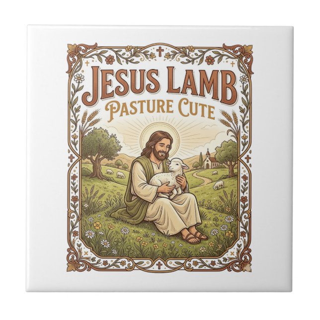 Jesus Lamm Weide Süß Jesus Lamm Weide Süß Ch Fliese (Vorderseite)