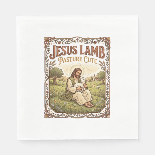 Jesus Lamm Weide Süß Jesus Lamm Weide Süß Ch Serviette (Vorderseite)