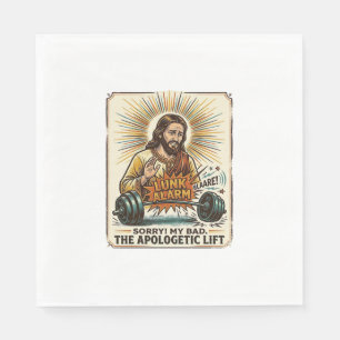 Jesus lässt schwere Hantel laut Gym Lunk Alarm fal Serviette