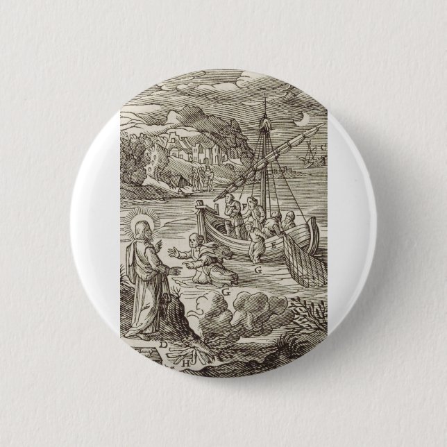 Jesus läuft auf dem Wasser Button (Vorderseite)