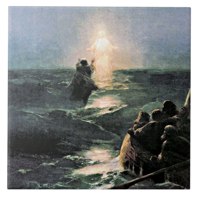 Jesus läuft auf dem Wasser Fliese (Vorderseite)