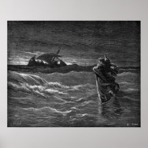 Jesus läuft auf dem Wasser Poster
