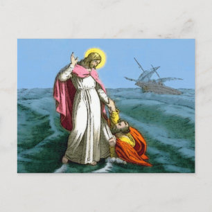 Jesus läuft auf dem Wasser Postkarte
