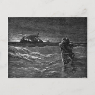 Jesus läuft auf dem Wasser Postkarte