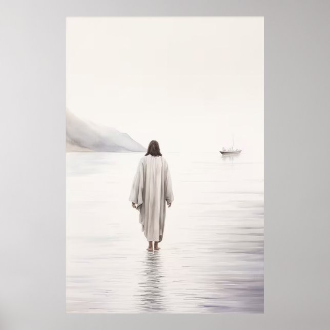 Jesus läuft auf dem Wasserplakat Poster (Vorne)