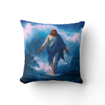 Jesus läuft auf dem Wasserwerfer Kissen