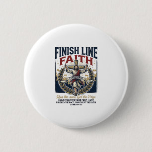Jesus läuft Marathon Vintage-Shirt Christlich Gra Button
