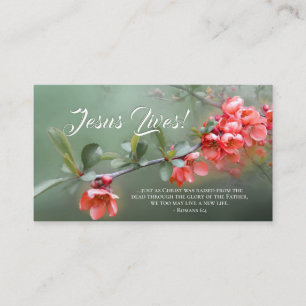 Jesus lebt Frühlingsblumen Bibel Verse Ostern Visitenkarte