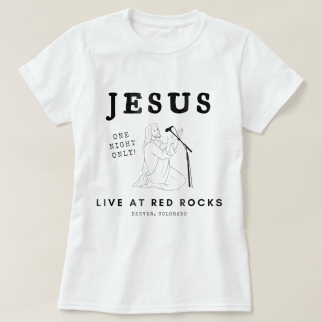 Jesus lebt in Roten Felsen T-Shirt (Design vorne)