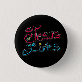 Jesus lebt inspirierendes Zitat schwarz Button