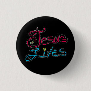 Jesus lebt inspirierendes Zitat schwarz Button