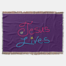 Jesus lebt Lila  Decke