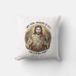 Jesus Leerer Gebrochener Bierkrug Barkeeper Trinke Kissen