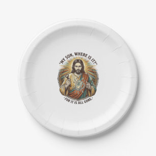 Jesus Leerer Gebrochener Bierkrug Barkeeper Trinke Pappteller