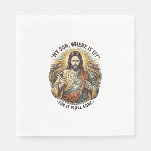 Jesus Leerer Gebrochener Bierkrug Barkeeper Trinke Serviette
