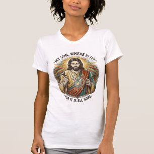 Jesus Leerer Gebrochener Bierkrug Barkeeper Trinke T-Shirt