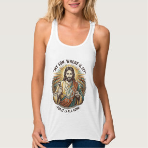 Jesus Leerer Gebrochener Bierkrug Barkeeper Trinke Tank Top