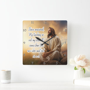 Jesus: Lehren, Sender, göttliche Herkunft Quadratische Wanduhr