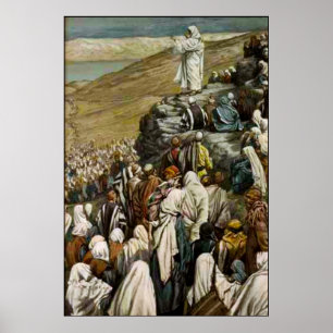 Jesus lehrt die Predigt auf dem Mondplakat Poster