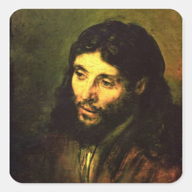 Jesus-Leiter von Rembrandt Quadratischer Aufkleber (Vorderseite)